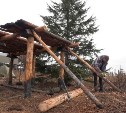 Сахалинцы своими руками строят дом айнов на мысе Тихом