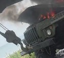 Появились подробности тушения автокрана на трассе Южно-Сахалинск - Оха