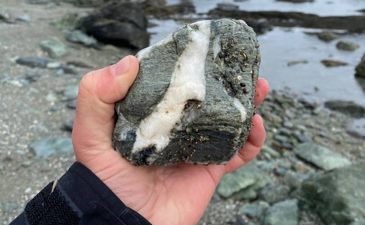 Турист нашёл на берегу моря камень с рисунком, похожим на Сахалин