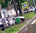 В Александровске-Сахалинском Honda впечаталась в столб, водитель с места ДТП скрылся
