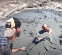 "Только не отпускай!": сахалинец по шею окунулся в грязевой вулкан