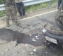 Toyota Harrier врезалась в грузовик в Корсаковском районе