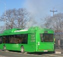 В Южно-Сахалинске из зелёного автобуса внезапно повалил густой пар