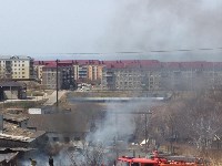 У жилых домов в Корсакове вспыхнула трава, Фото: 4
