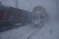 Сахалинские железные дороги очищают от снега, Фото: 4