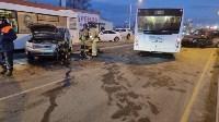 Рейсовый автобус, Prado и  Forester столкнулись на улице Ленина в Южно-Сахалинске, Фото: 2