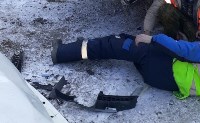 Нетрезвый водитель минивэна сбил дорожного рабочего в Холмске, Фото: 1