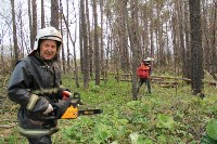 Защиту домов от лесных пожаров отрабатывали сахалинскеие спасатели , Фото: 7