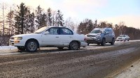 Шесть автомобилей столкнулись на автодороге Южно-Сахалинск - Холмск, Фото: 1