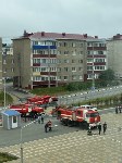 Учения пожарных в школе Долинска, Фото: 1