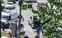 В Южно-Сахалинске кроссовер Госавтоинспекции с мигалками врезался в универсал, Фото: 6