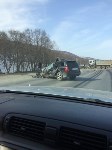 Универсал и грузовик столкнулись на автодороге Южно-Сахалинск - Холмск, Фото: 5