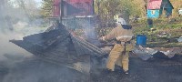 Один дом сгорел, второй пострадал: крупный пожар тушили в СНТ в Холмском районе, Фото: 5