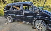 Микроавтобус опрокинулся в кювет в Долинском районе, Фото: 1