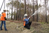 Защиту домов от лесных пожаров отрабатывали сахалинскеие спасатели , Фото: 10