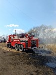 Гаражи сгорели из-за вспыхнувшей травы в Поронайском районе , Фото: 1