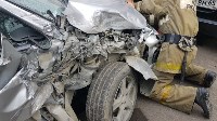 Несколько человек пострадали при столкновении легкового авто и маршрутки в Холмске, Фото: 6