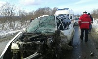 В перевернувшемся в Анивском районе Toyota Harrier пострадал пассажир, Фото: 1