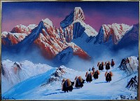Путь на Аннапурну непальского художника Дая Рам Палпани, не менее известного чем Ван Ю Гуан в Тибете.Купил картины у обоих., Фото: 1