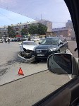 В Южно-Сахалинске на перекрестке ул. Пограничной и пр. Мира столкнулись два автомобиля, Фото: 6