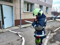 Условный пожар в рентген-кабинете детской поликлиники тушили в Корсакове, Фото: 1
