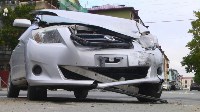 Toyota Corolla Fielder и Toyota Land Cruiser столкнулись в Южно-Сахалинске, Фото: 9