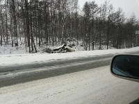 Две серьезные аварии произошли на Корсаковской трассе днем 4 февраля, Фото: 1