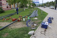 На улице Горького в Южно-Сахалинске готовятся менять столбы и тротуары, Фото: 15