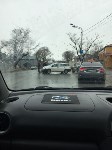 Nissan Terrano врезался в Nissan Wingroad и скрылся с места ДТП в Южно-Сахалинске, Фото: 1