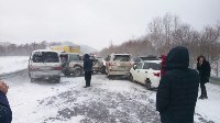 Семь автомобилей столкнулись на юге Сахалина, Фото: 1