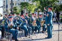 Военный духовой оркестр Южно-Сахалинска поздравил жителей с предстоящим Днем города, Фото: 1