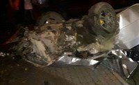 Пьяный водитель перевернулся на автомобиле в Тымовском, Фото: 1