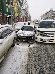 Очевидцев ДТП с участием трех автомобилей ищут в Южно-Сахалинске, Фото: 7