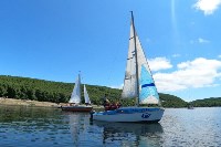 Водный фестиваль прошел на пляже "Солнечный" в районе села Охотское, Фото: 1