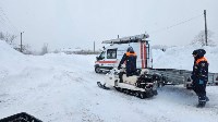 Спасатели Южно-Сахалинска на снегоходе прорвались к горожанину, нуждающемуся в гемодиализе, Фото: 8