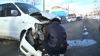 Два ДТП за утро произошли на ул. Комсомольской в Южно-Сахалинске, Фото: 2