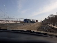 Универсал и грузовик столкнулись на автодороге Южно-Сахалинск - Холмск, Фото: 2