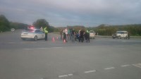 Кроссовер и мотоцикл столкнулись в районе поворота на Охотскую трассу, Фото: 3