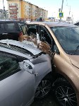 Сразу пять машин попали в аварию в центре Южно-Сахалинска , Фото: 5