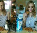 Хочет котик молока, но мордашка коротка)