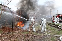 Горящий поезд с людьми потушили пожарные Южно-Сахалинска , Фото: 12