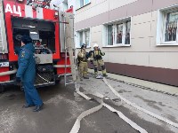 Условный пожар в рентген-кабинете детской поликлиники тушили в Корсакове, Фото: 2