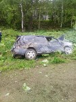 Toyota Gaia съехала с дороги и загорелась на юге Сахалина, Фото: 2