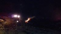 Ночной пожар на свалке в Южно-Сахалинске, Фото: 1