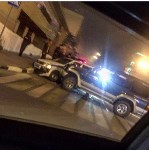 Внедорожник протаранил полицейский автомобиль в Корсакове, Фото: 1