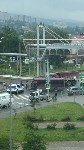 Самосвал и пассажирский автобус столкнулись на перекрёстке в Южно-Сахалинске, Фото: 1