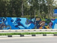 Художники разрисовали стену на улице Горького в Южно-Сахалинске, Фото: 2